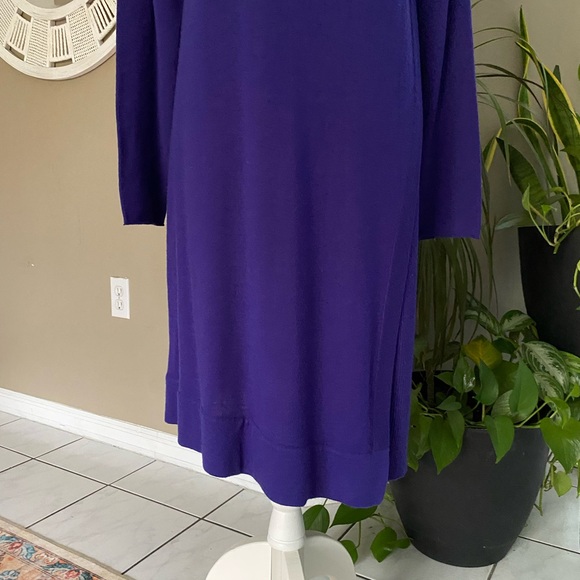 LKNW Eileen Fisher Dress M Merino Wool Long Sleeve Rib Knit Medium Scoop Neck - Picture 8 of 15